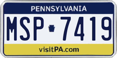 PA license plate MSP7419