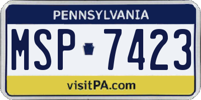 PA license plate MSP7423