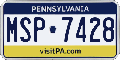 PA license plate MSP7428