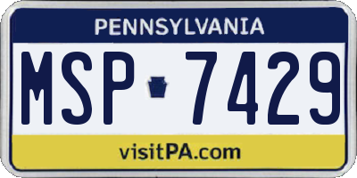 PA license plate MSP7429