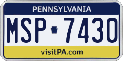 PA license plate MSP7430