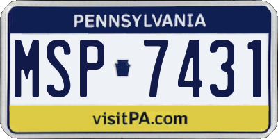 PA license plate MSP7431