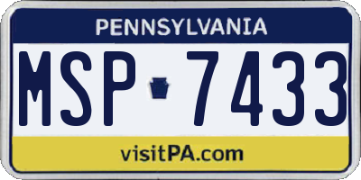 PA license plate MSP7433