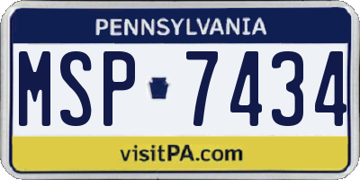 PA license plate MSP7434