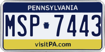 PA license plate MSP7443