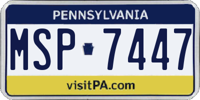 PA license plate MSP7447
