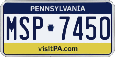 PA license plate MSP7450