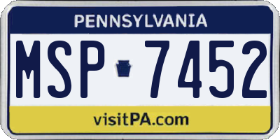 PA license plate MSP7452