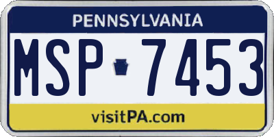 PA license plate MSP7453
