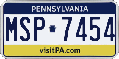 PA license plate MSP7454