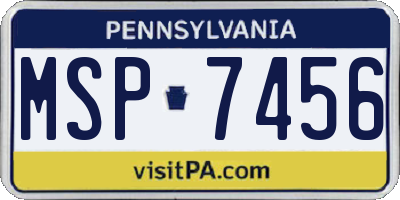 PA license plate MSP7456