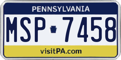 PA license plate MSP7458