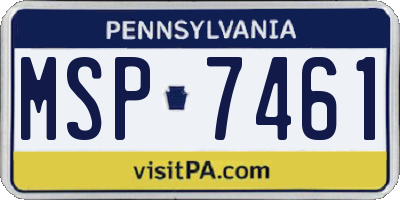PA license plate MSP7461