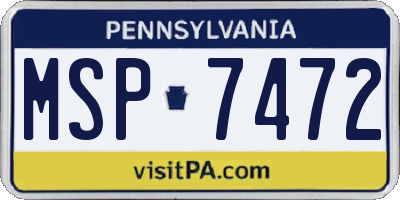 PA license plate MSP7472
