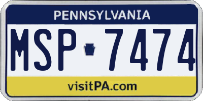 PA license plate MSP7474