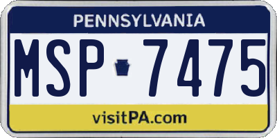 PA license plate MSP7475