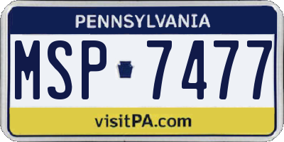 PA license plate MSP7477