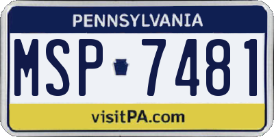 PA license plate MSP7481