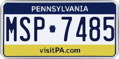 PA license plate MSP7485