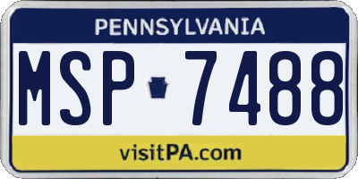 PA license plate MSP7488