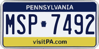 PA license plate MSP7492