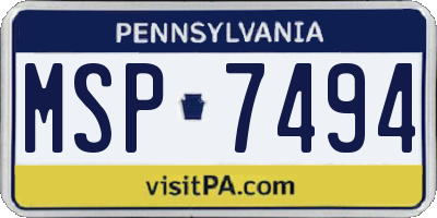 PA license plate MSP7494