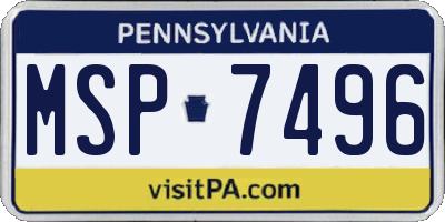 PA license plate MSP7496