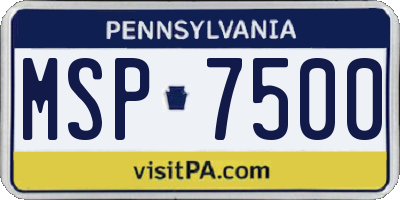 PA license plate MSP7500