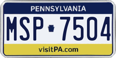 PA license plate MSP7504