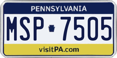 PA license plate MSP7505