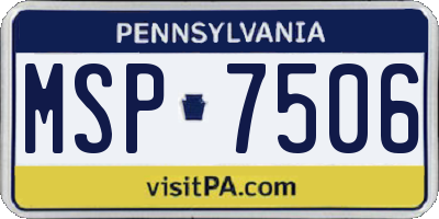 PA license plate MSP7506
