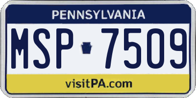 PA license plate MSP7509
