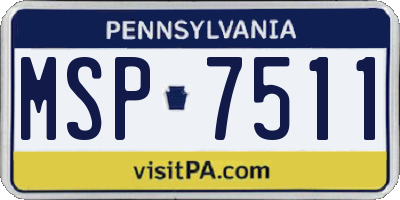 PA license plate MSP7511