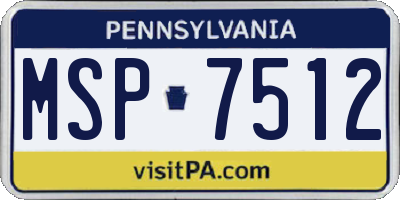 PA license plate MSP7512