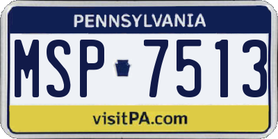 PA license plate MSP7513