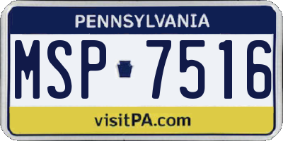 PA license plate MSP7516