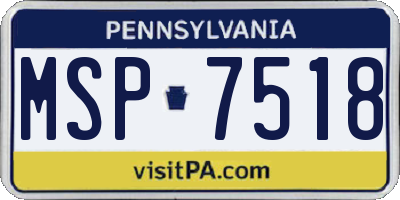 PA license plate MSP7518