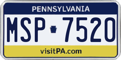 PA license plate MSP7520