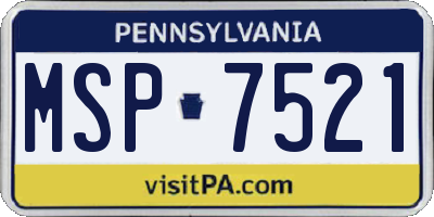 PA license plate MSP7521