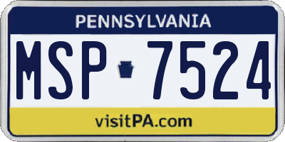 PA license plate MSP7524