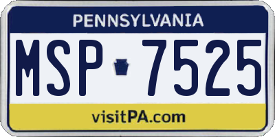 PA license plate MSP7525