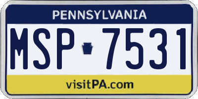 PA license plate MSP7531