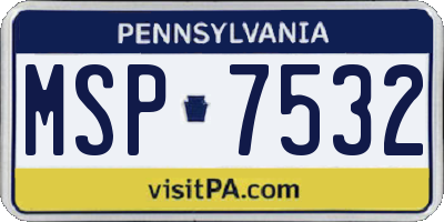 PA license plate MSP7532
