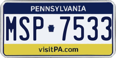 PA license plate MSP7533
