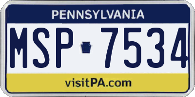 PA license plate MSP7534
