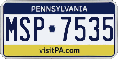 PA license plate MSP7535
