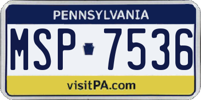PA license plate MSP7536
