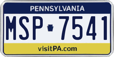 PA license plate MSP7541