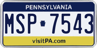 PA license plate MSP7543