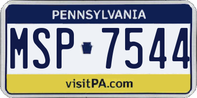 PA license plate MSP7544